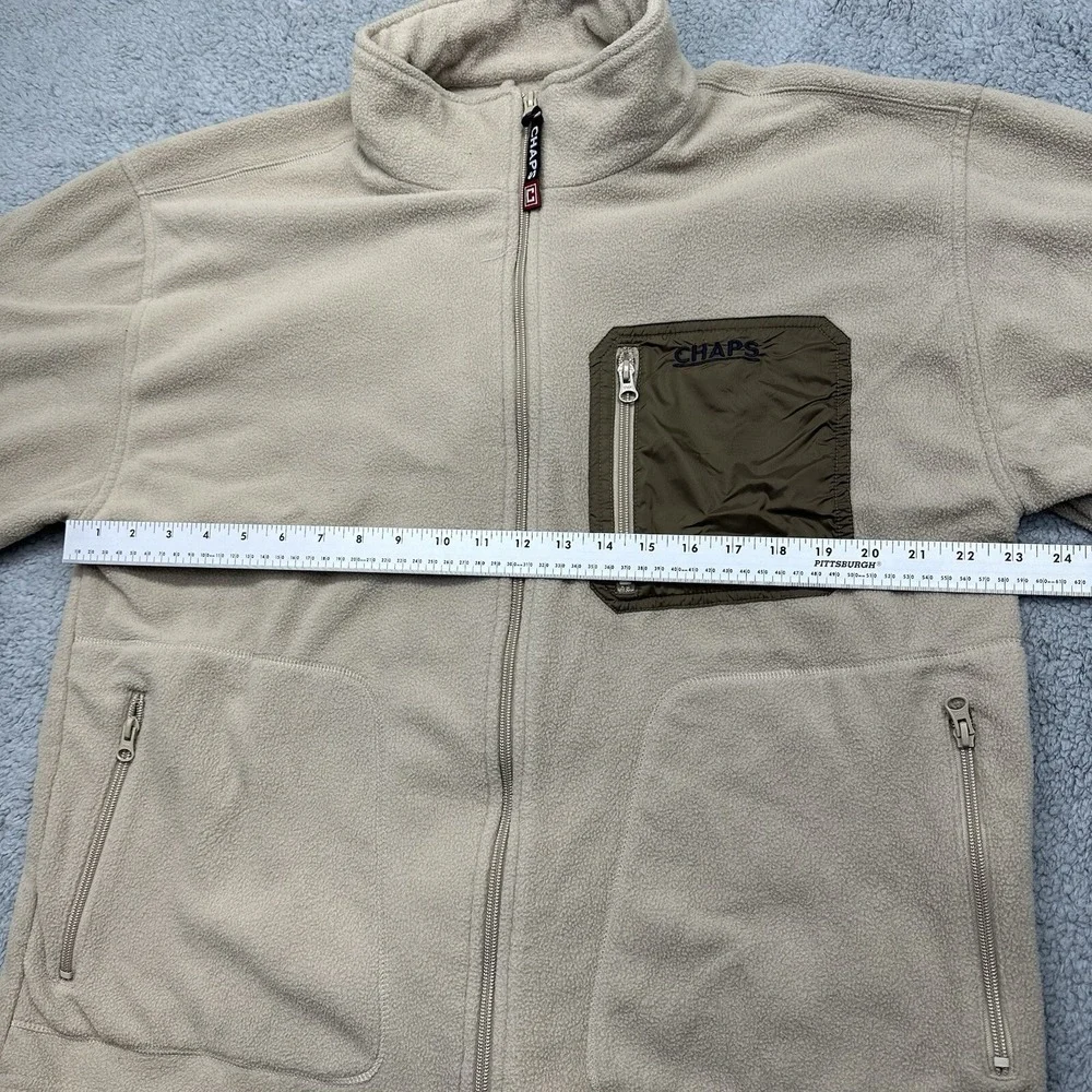 Chaps Mens Large 100% Polyester 83410E Tan Brown WPL-125 Full Zip Fleece Jacket